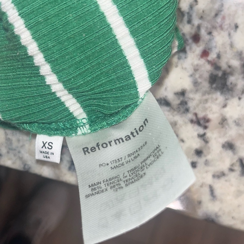 Reformation Kendy knit women’s green and white striped dress - Picture 4 of 4